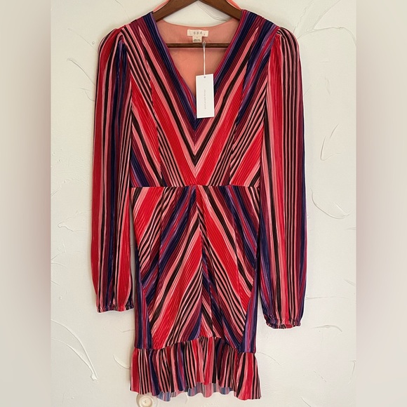 NWT GDP MULTI RED PURPLE STRIPE COCKTAIL DRESS SZ Small - Picture 3 of 13